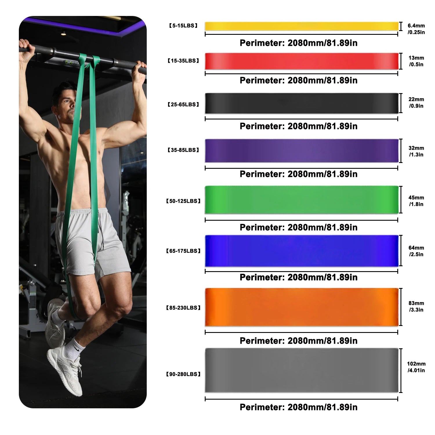 WOSWEIR-Elastic Training Gum Resistance Bands Gym Home Fitness Expander Yoga