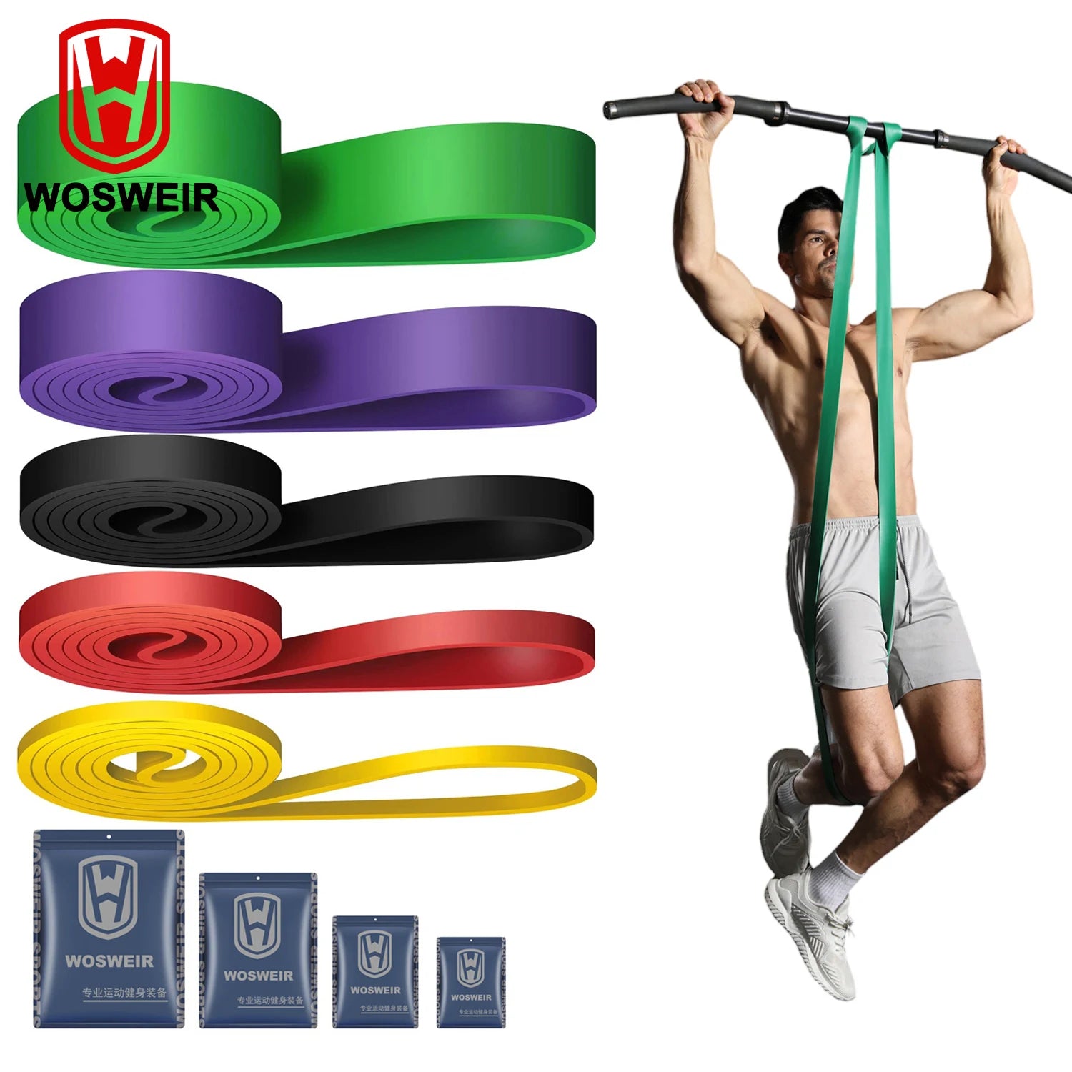 WOSWEIR-Elastic Training Gum Resistance Bands Gym Home Fitness Expander Yoga